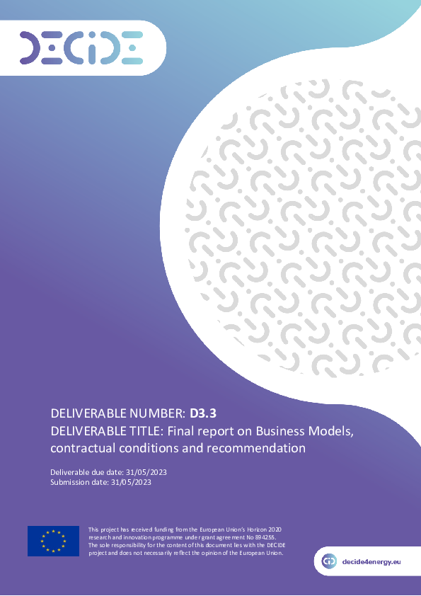 Final report on Business Models, contractual conditions and recommendation